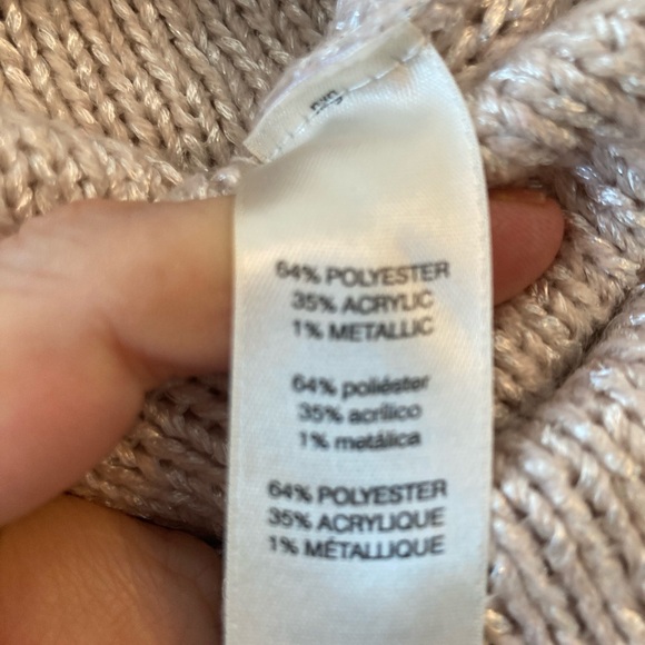 Chico's Soft Pink Silver Metallic Cowl Neck Sweater w/ 3/4 sleeves oversized - Picture 9 of 11